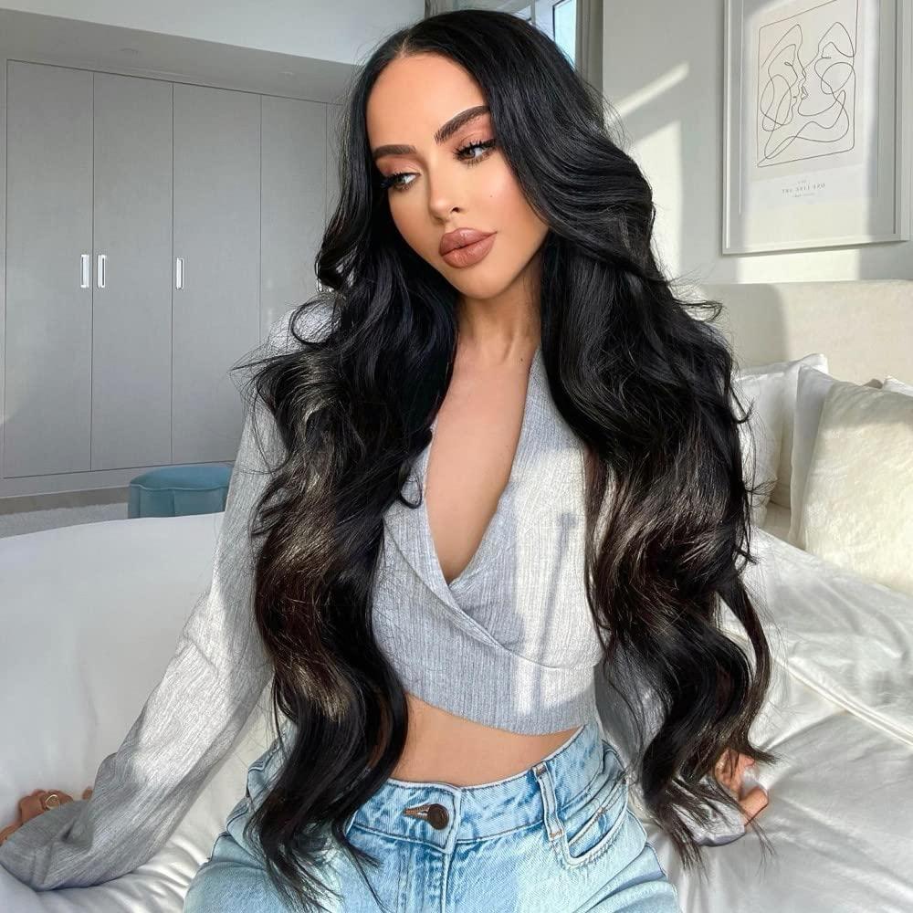 Gorgeous woman wearing long hair styled in loose curls as a hairstyle