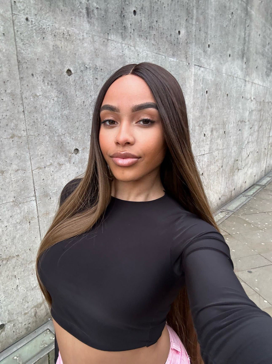 ombre brow two tone synthetic hair lace front wig 