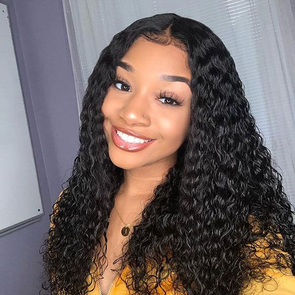beautiful woman wearing lace front wig 