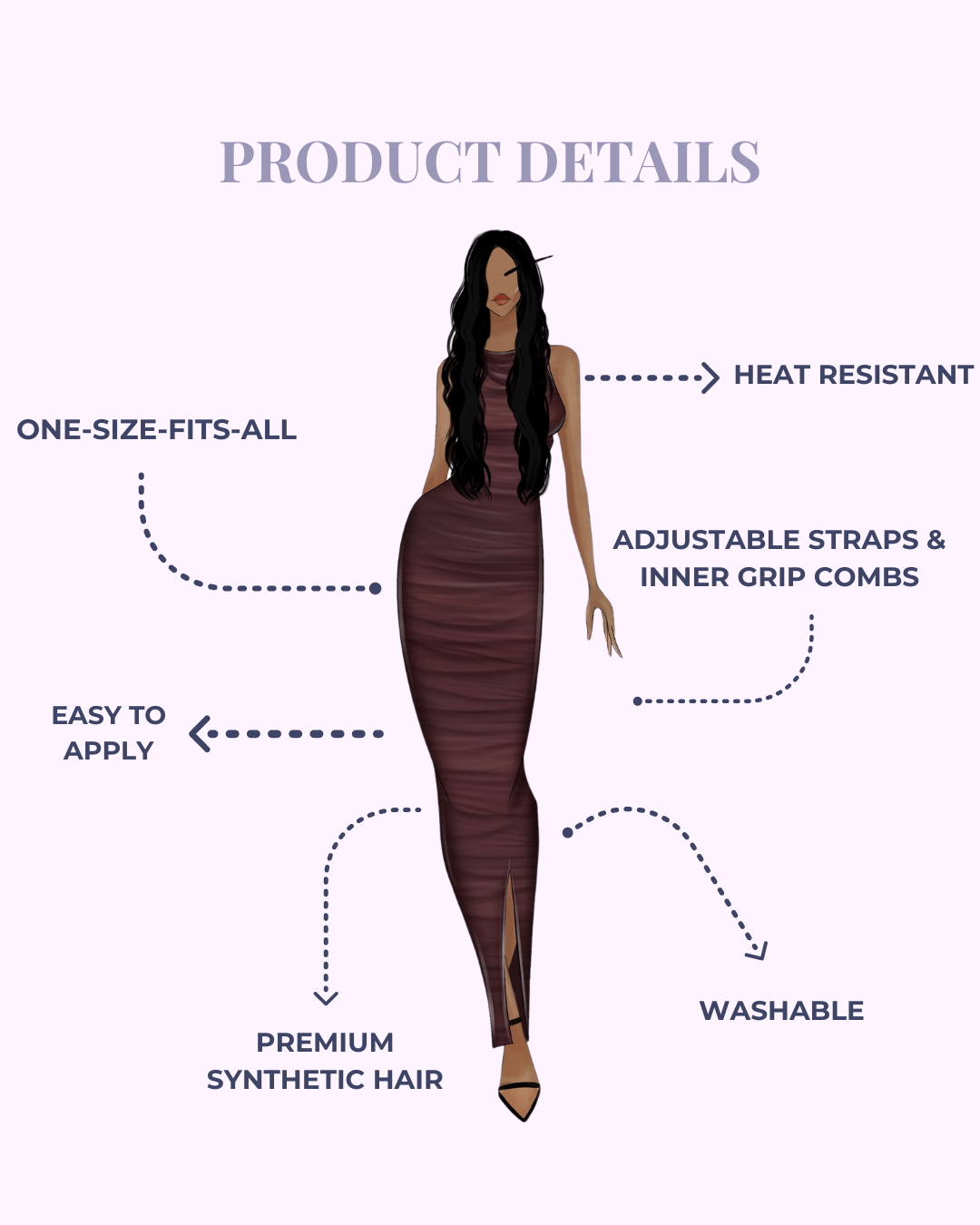 Kali 28" Wavy Black No Lace Wig