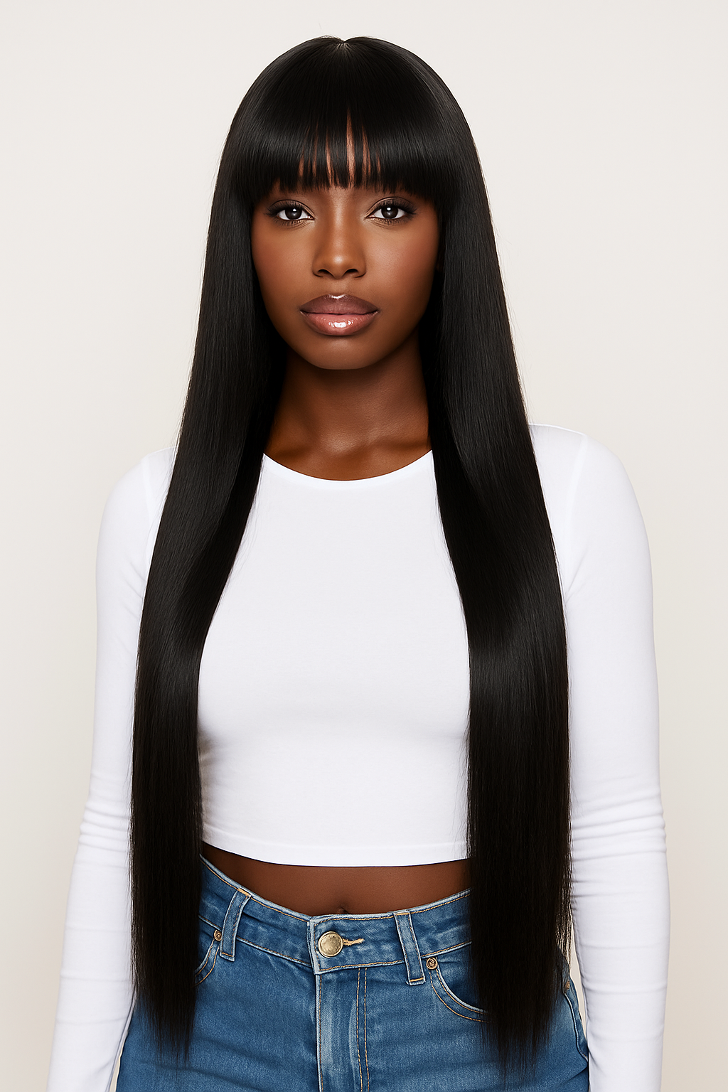 product bangs black long synthetic hair wigs