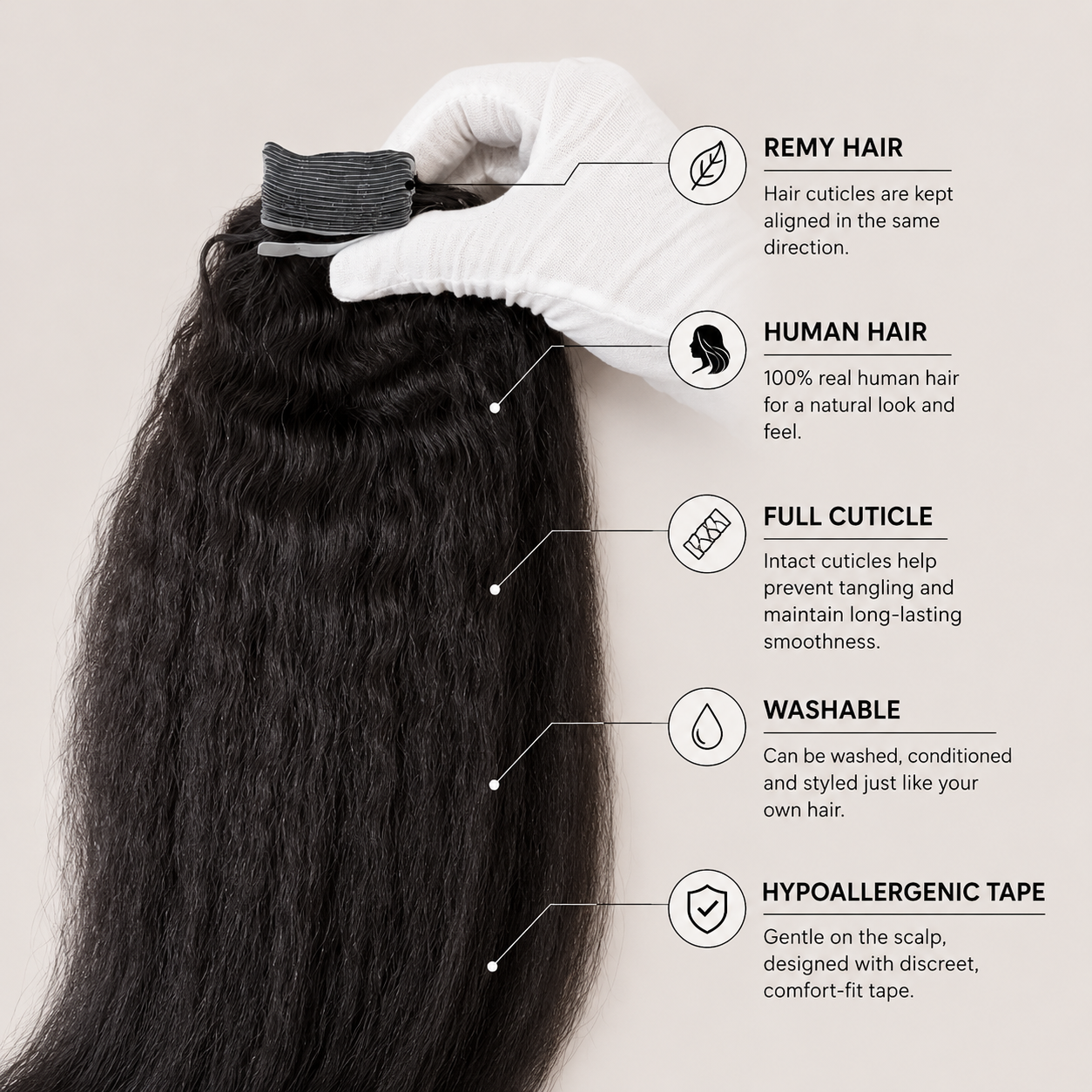 Invisible Tape in Yaki Hair Extensions Remy Hair