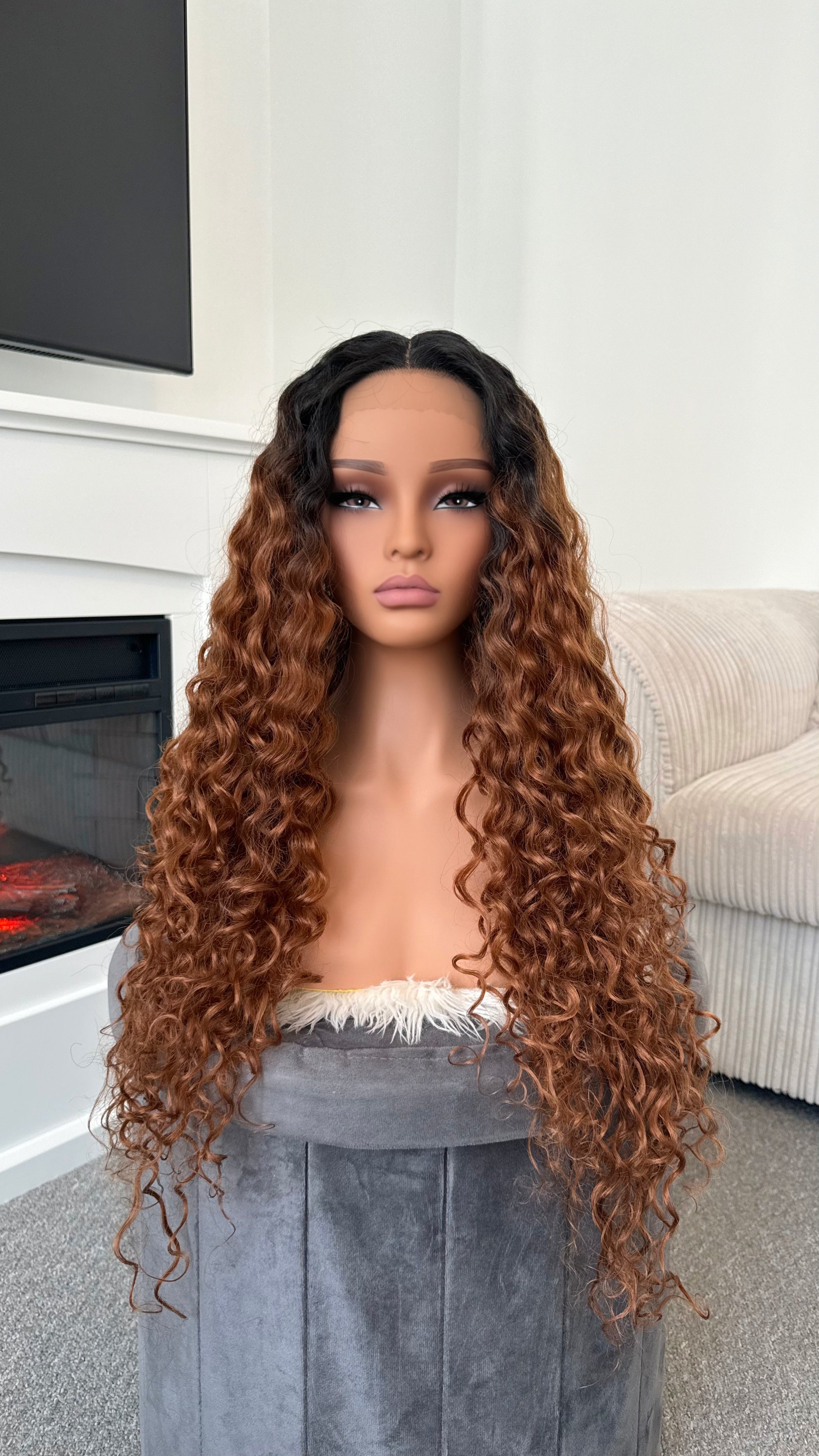 model beautiful curly ombre brown synthetic hair lace wig from pbeautyhair 
