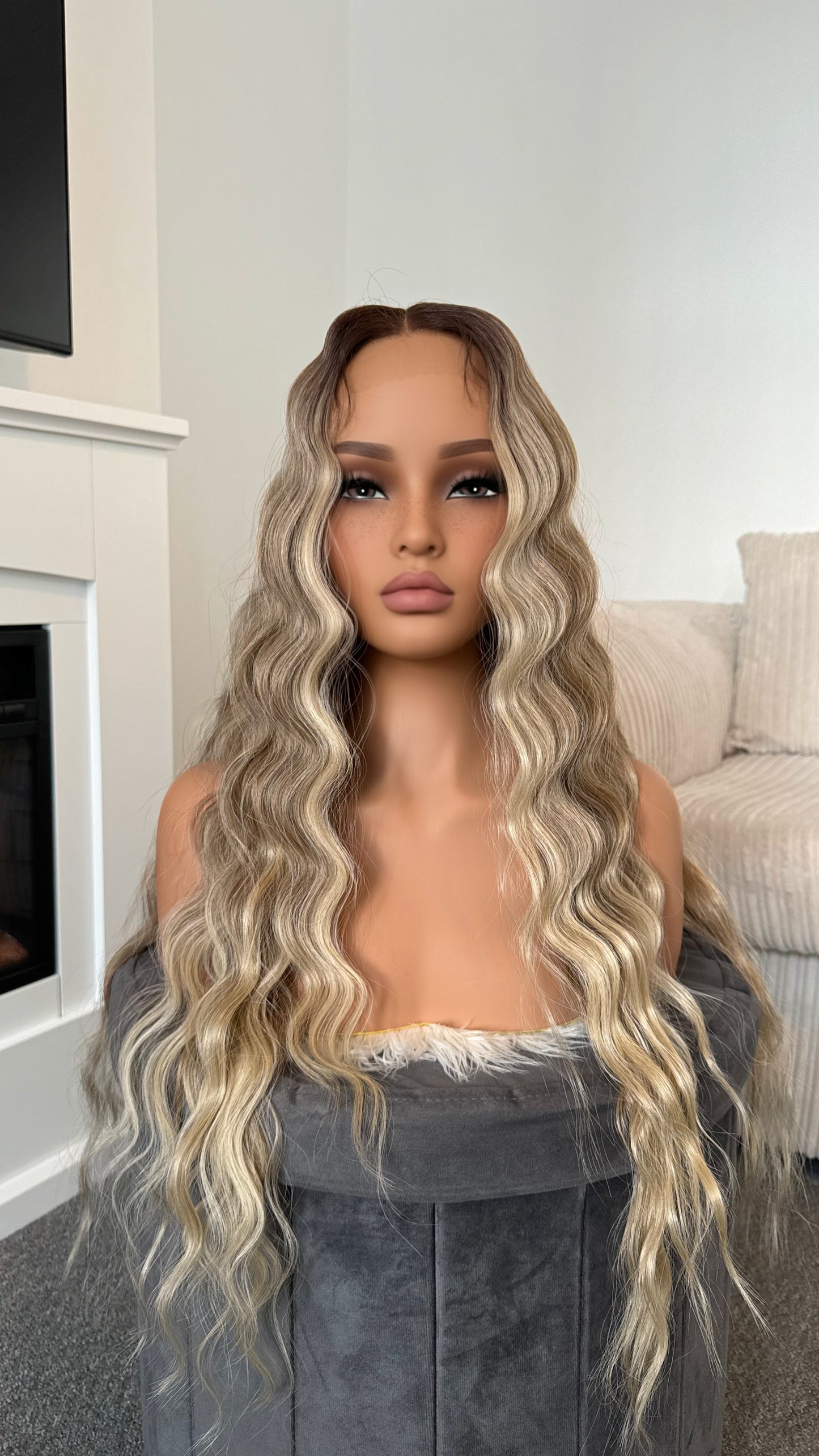 model water wave long wavy synthetic hair lace wig