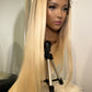 Side view of the Kennedy 36 pre-styled 360 lace wig, emphasizing the beautiful blonde ombre and versatile lace front