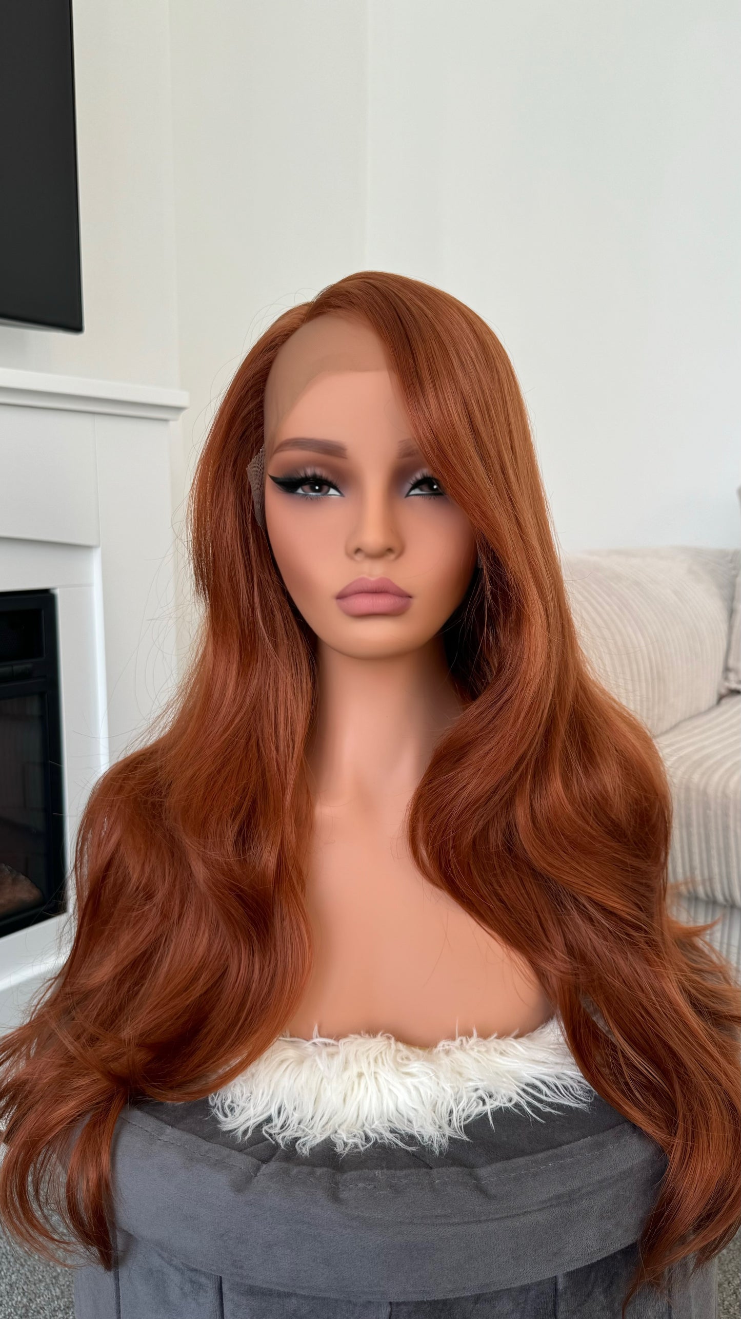 ginger copper hair synthetic hair lace front wig