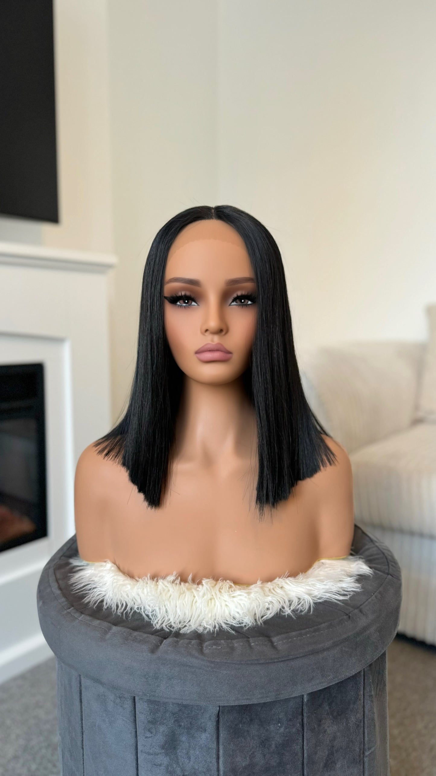 Kristan 14″ Black Long Bob Lace Front Hair Wig