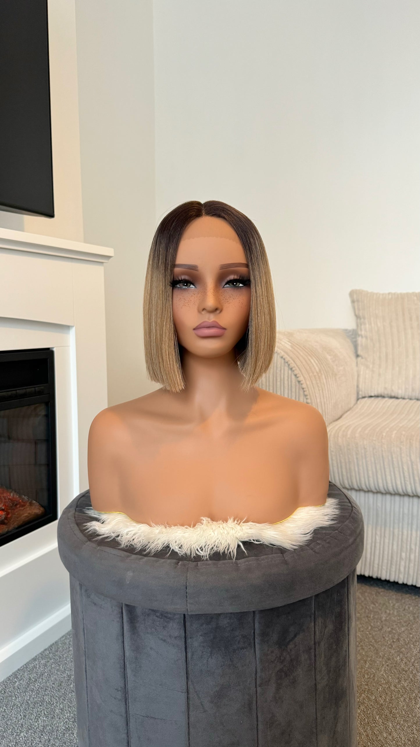 Nala 14" Brown Long Bob Synthetic Lace Front Wig