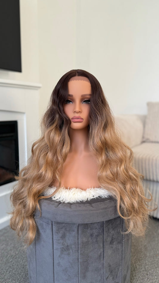 ombre wavy synthetic hair lace front wig model