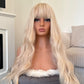 model blonde bangs synthetic hair wig
