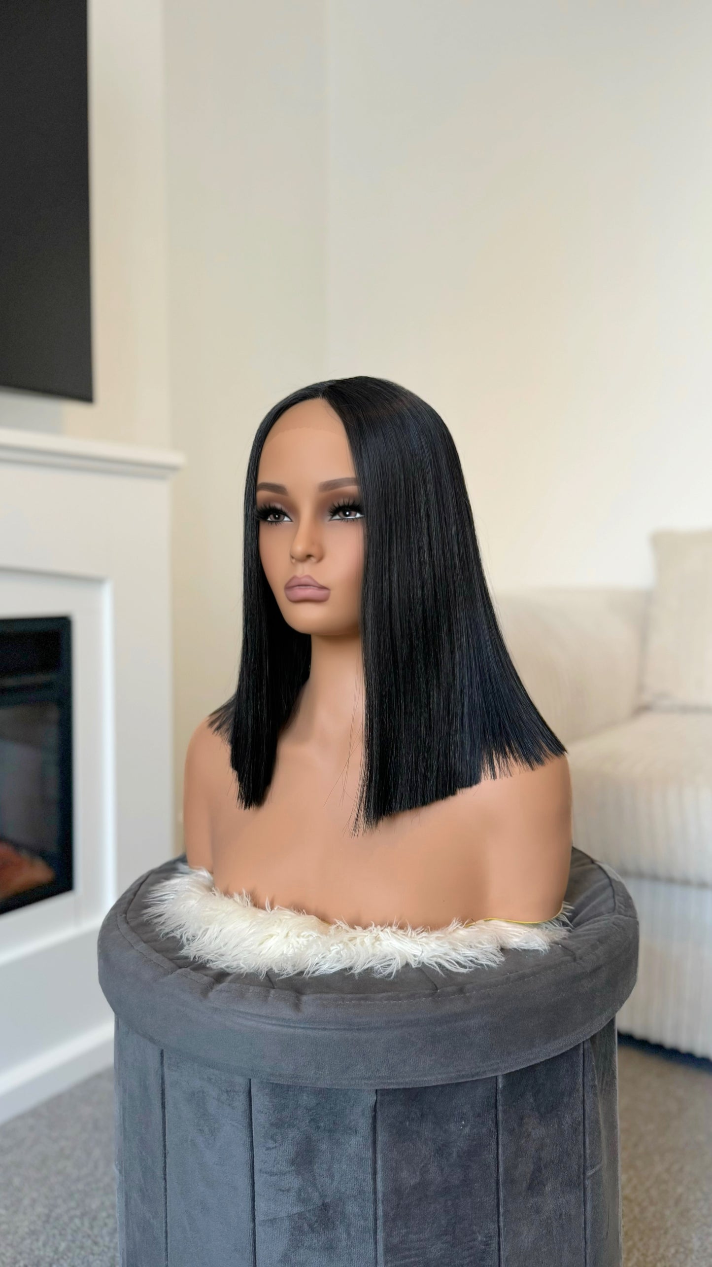 Kristan 14″ Black Long Bob Lace Front Hair Wig