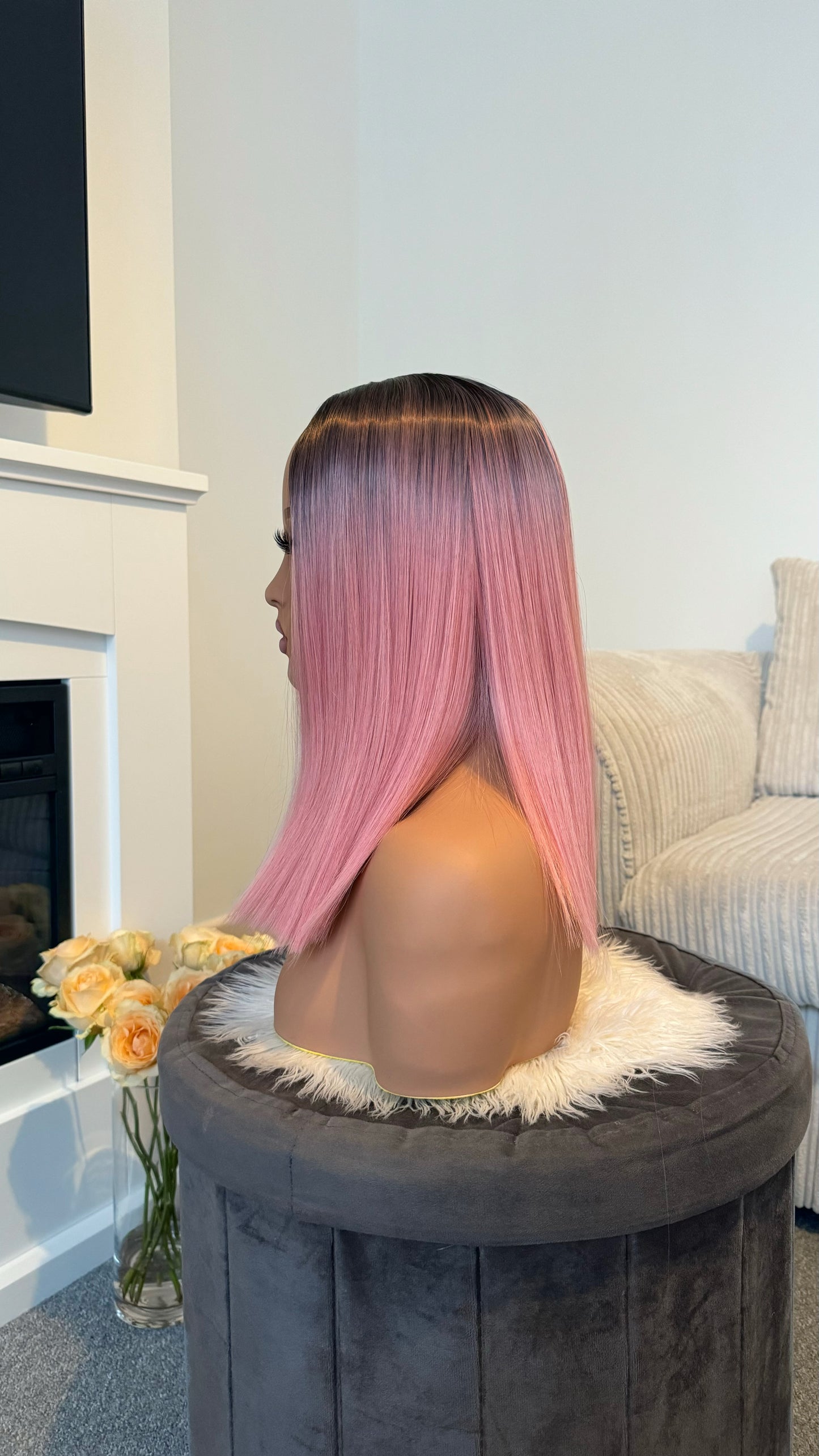 Morgan 14″ Pink Long Bob Synthetic Wig