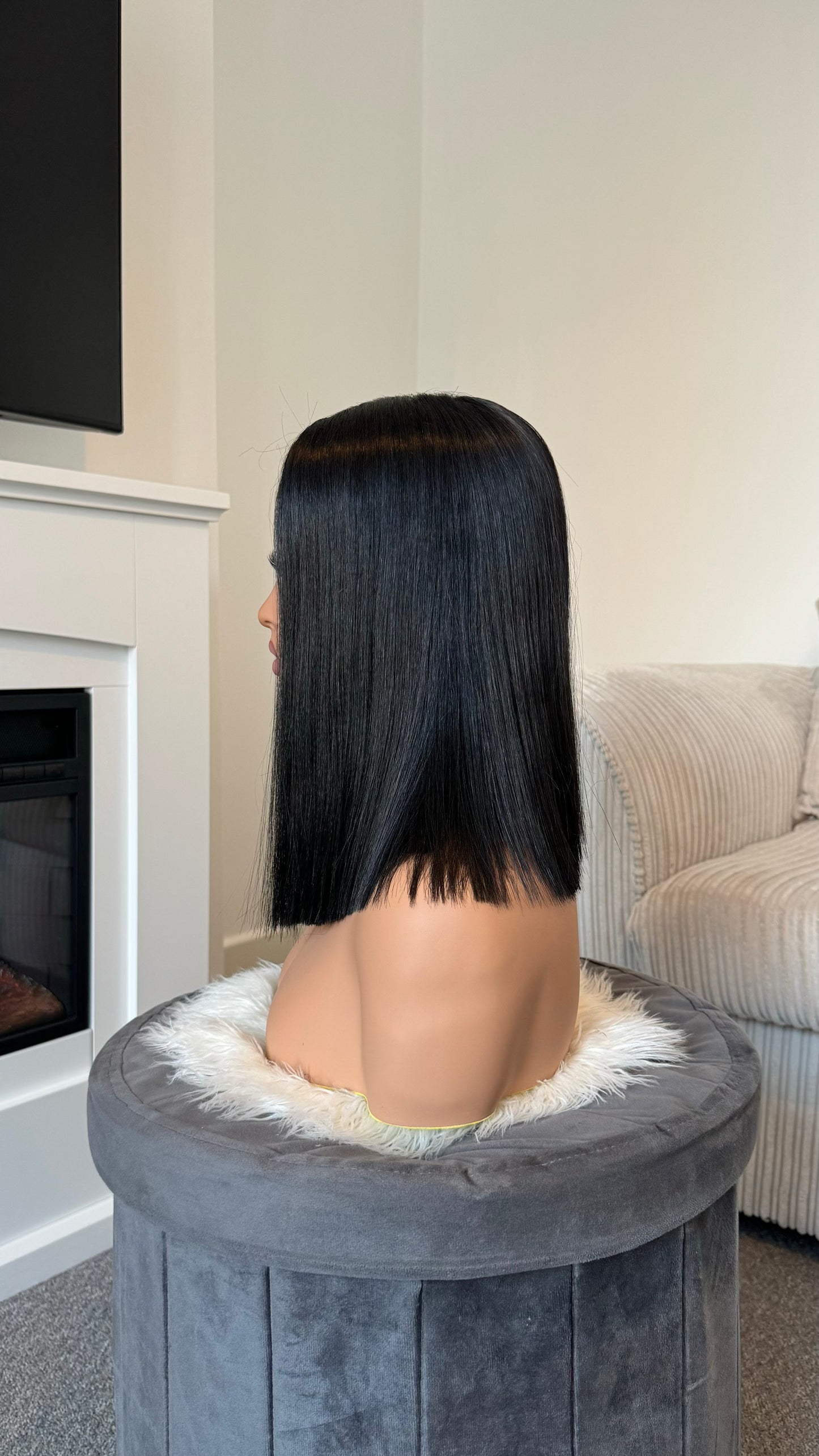 Kristan 14″ Black Long Bob Lace Front Hair Wig