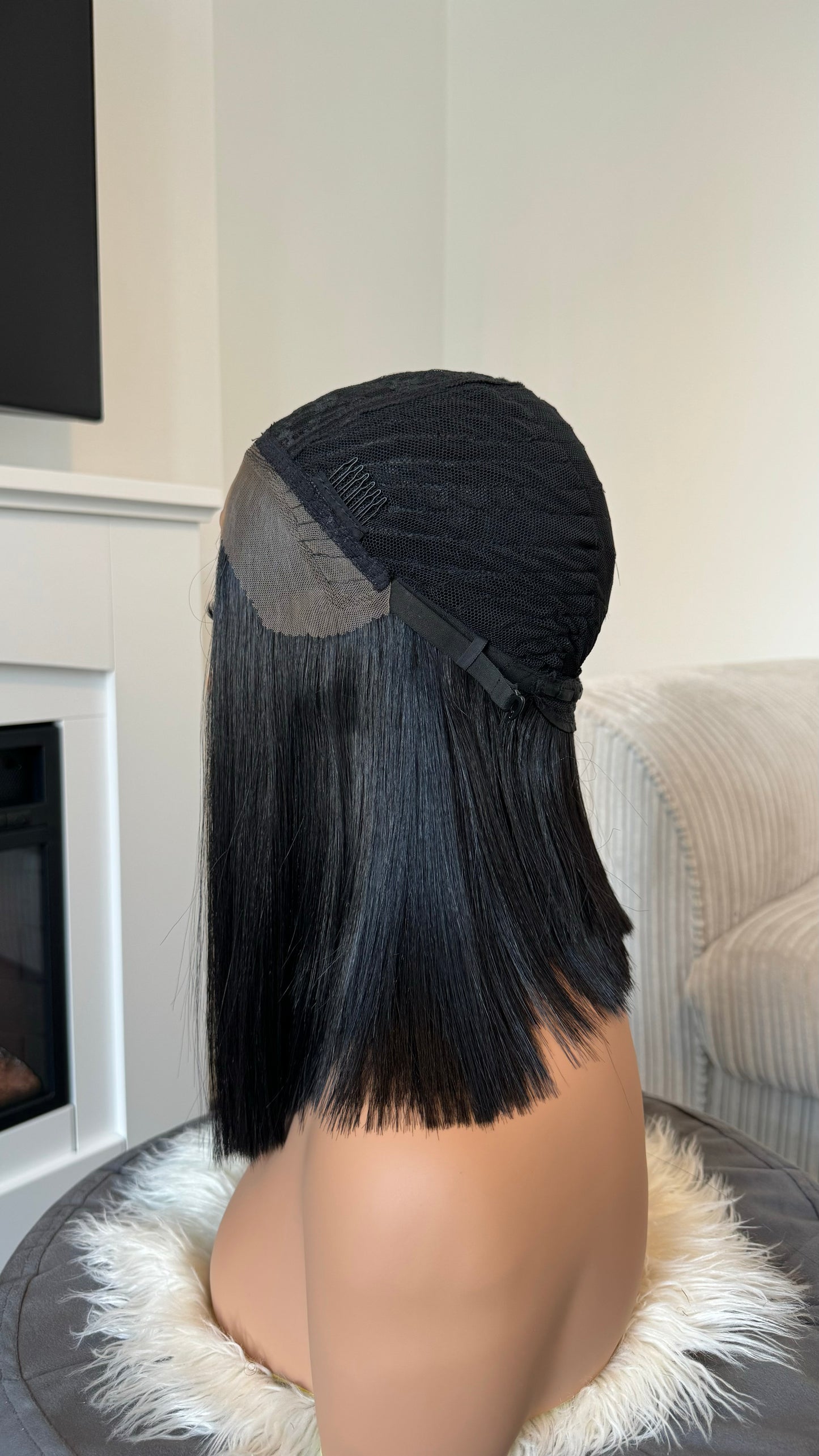 Kristan 14″ Black Long Bob Lace Front Hair Wig