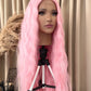 Long pink wig synthetic hair lace front wigs by pbeautyhair product