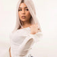 Platinum Highlight Long Bob Wig showcasing elegant lob hairstyle with subtle highlights