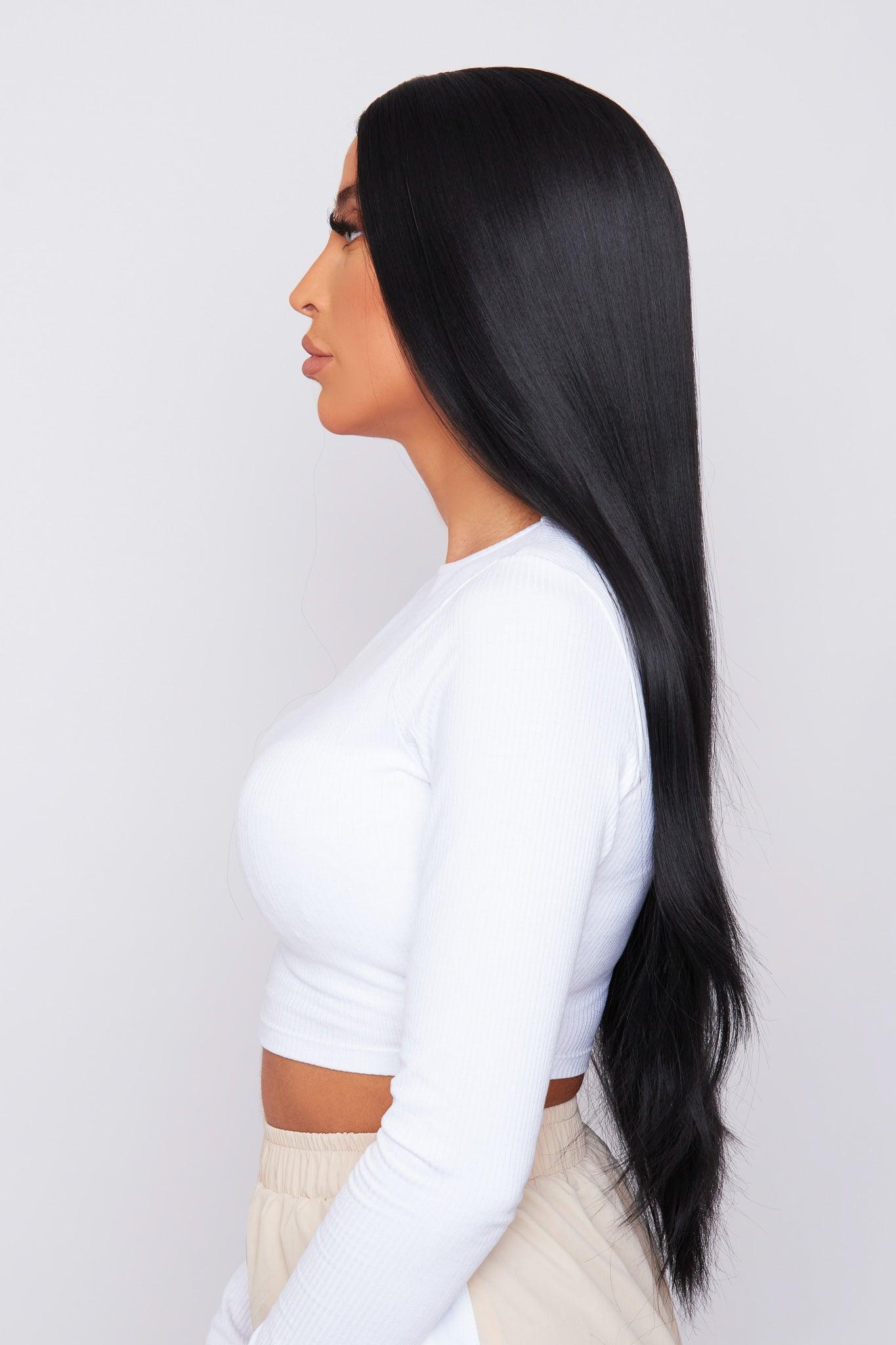 straight black wig