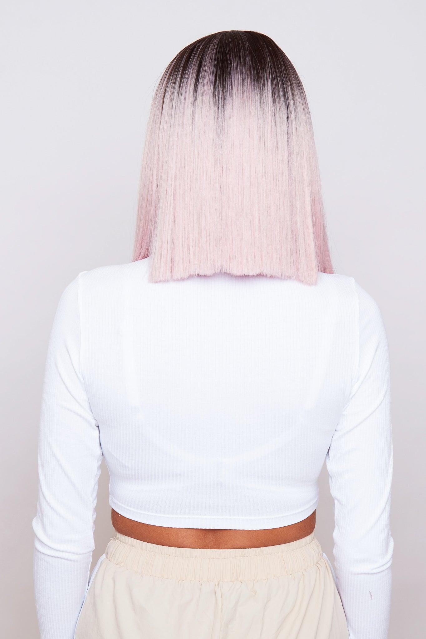 pink blunt cut bob wig from hair brand pbeauty hair