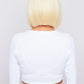 Back view of a 10-inch blonde bob wig, emphasizing the smooth, sleek cut and premium synthetic fibers