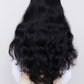 Full view of a body wave black wig, highlighting its sophisticated style and premium synthetic fibers