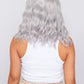 Back view of a short grey bob synthetic wig, highlighting the clean cut and smooth texture