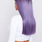 Side view of a purple lace front wig, highlighting the sleek straight hair and seamless hairline