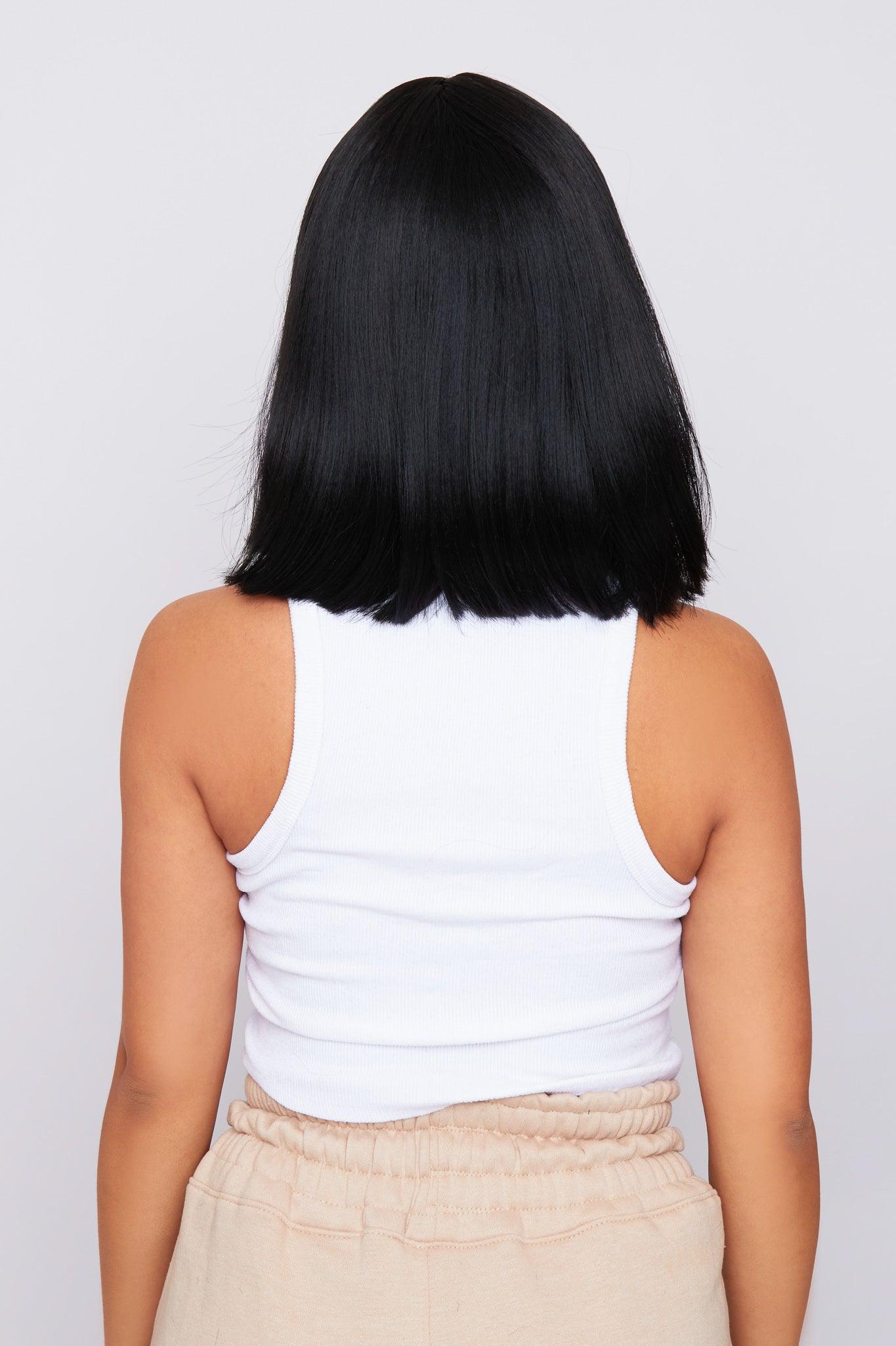 short black bob wig, synthetic bangs wig, pbeauty hair