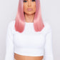 product Long Bob Pink Wig showcasing a vibrant pink color and stylish bob cut