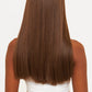Back view of a brown bangs wig, highlighting the chic bangs and seamless blend of synthetic material