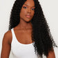 Kinky curly black wig with voluminous curls and a rich black color, made from high-quality synthetic hair