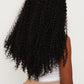 Back view of a kinky curly black wig, emphasizing the voluminous curls and seamless synthetic fibers